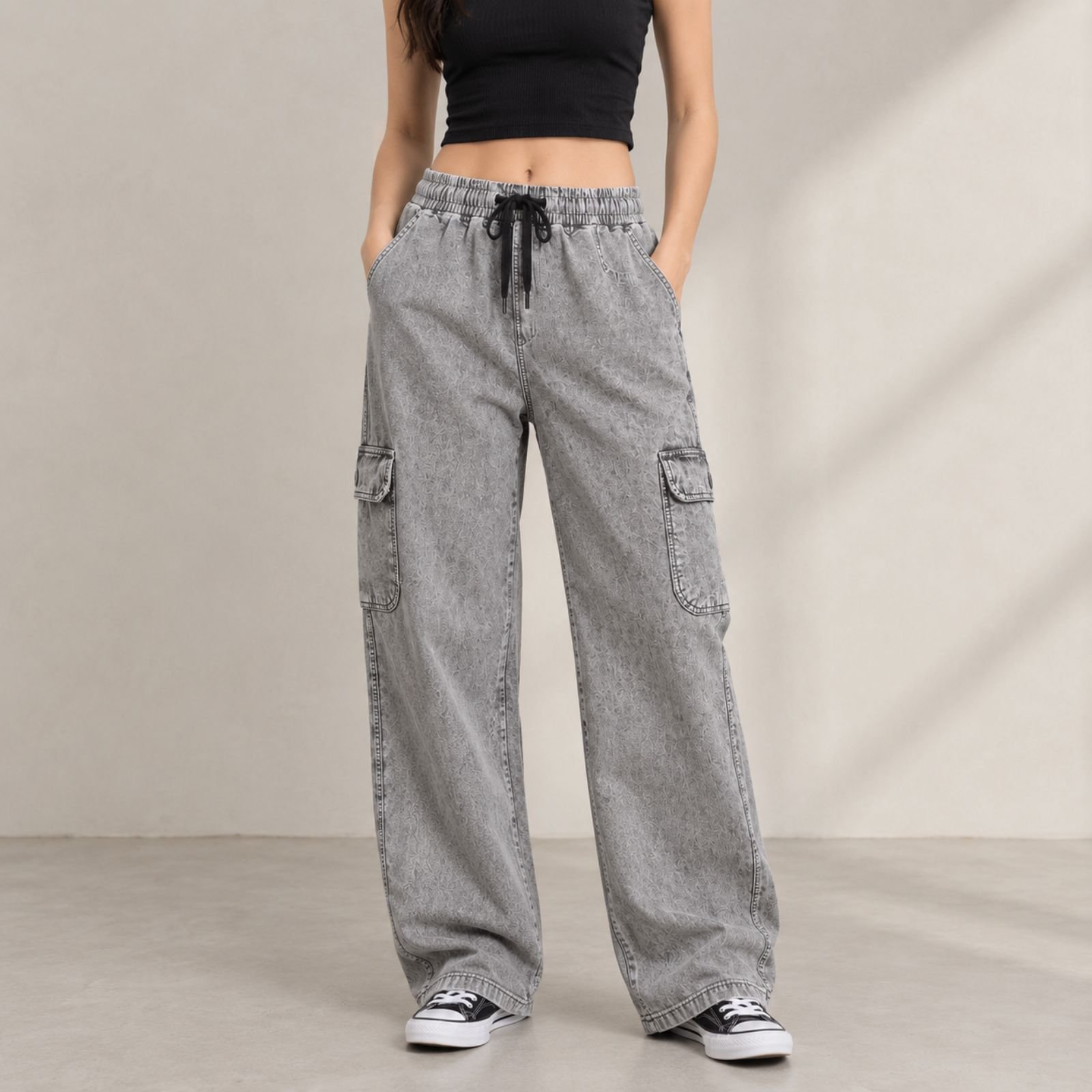 Laser-Wash Cargo Pants